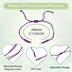 30шт 10-цветный вощеный полиэстеровый шнур для плетения браслета&nbsp;BJEW-TA00653