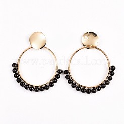 Colgante los pendientes naturales de obsidiana&nbsp;EJEW-JE03327-02
