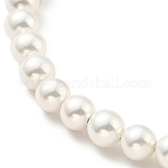 Schiebearmband aus Muschelperlen mit Schlangenkette aus Messing&nbsp;X-BJEW-B066-01B-01