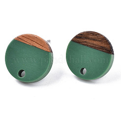 Accessoires de boucles d'oreilles en résine opaque et bois de noyer&nbsp;MAK-N032-007A-B02