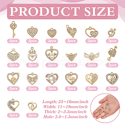 60шт 20 стиля подвески из сплава со стразами&nbsp;FIND-PH0027-87