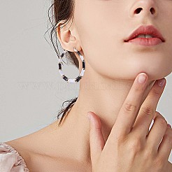 Серьги-кольца из бамбука с эмалью&nbsp;JE976B