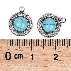 Synthetische türkise halbrunde Charms&nbsp;STAS-L022-399P-07