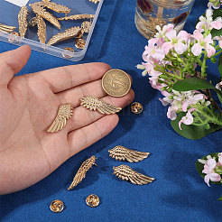 12 пара брошей из сплава в форме крыльев&nbsp;JEWB-CA0001-82
