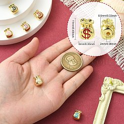 6 шт. 6-х цветные бусины из настоящей латуни с 18-каратным золотым покрытием&nbsp;KK-CJ0002-68