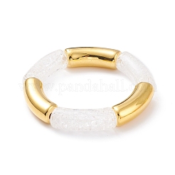 8 pièces 8 couleurs couleur bonbon acrylique et ccb en plastique tube incurvé gros bracelets extensibles ensemble pour les femmes&nbsp;BJEW-JB08139