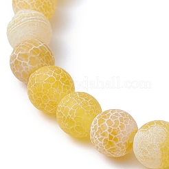 Bracelets extensibles en pierre de lune synthétique et perles d'agate patinées naturelles givrées pour femmes&nbsp;BJEW-JB11333-01