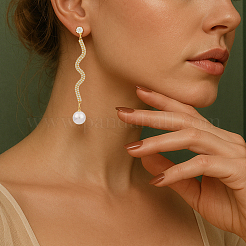 2 пара круглых висячих серег-гвоздиков из сплава двух цветов со стразами&nbsp;EJEW-HY0001-18