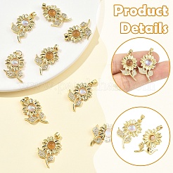 2 шт. двухцветных кубических цирконий с микропаве из латуни и подвесками из смолы&nbsp;KK-YW0004-47