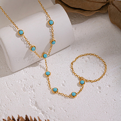 Браслеты из нержавеющей стали 304 с синтетическими бирюзовыми звеньями&nbsp;VX6527