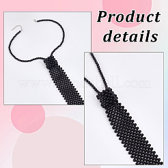 Cravate en perles d'imitation en plastique&nbsp;AJEW-WH20080-02B