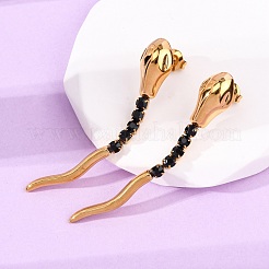 Серьги-гвоздики в форме змеи из нержавеющей стали 304&nbsp;EJEW-A136-03A-G