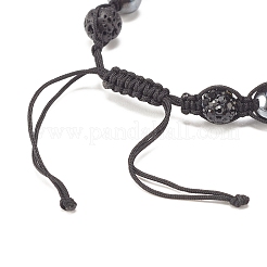 Braccialetto di perline intrecciate in pietra lavica naturale ed ematite sintetica con pallina da discoteca di strass&nbsp;BJEW-JB07896-02