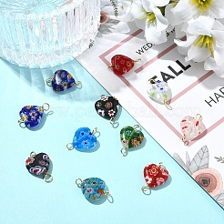 45 шт. 9 стиля подвески-коннекторы в форме сердца ручной работы миллефиори лэмпворк&nbsp;PALLOY-YW00124