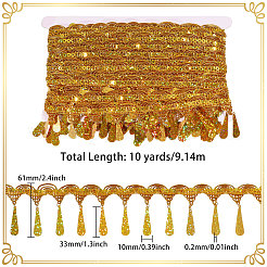 Rubans à pompons en dentelle de fil métallique polyester&nbsp;OCOR-WH0108-42C