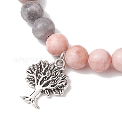 Эластичные браслеты из натурального бисера зебровой яшмы диаметром 8 мм&nbsp;BJEW-JB10434