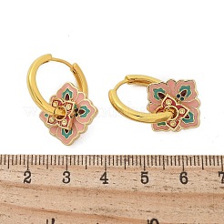 Boucles d'oreilles créoles en laiton à losanges&nbsp;EJEW-R016-13G-03