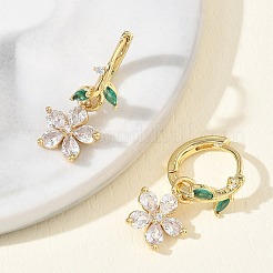 Boucles d'oreilles pendantes en laiton serties de micro-pavés de zirconiums cubiques&nbsp;EJEW-A167-13G-02