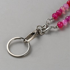 Ремешок для удостоверения личности из дерева и натурального агата с бисером и визитницей&nbsp;AJEW-WH0270-043A