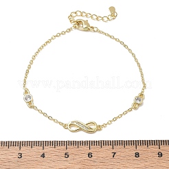 Bracelets en laiton sertis de micro-pavés de zirconiums cubiques transparents à maillons infinis&nbsp;KK-CBA6980-27G