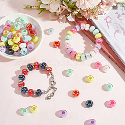 100 шт. УФ-покрытие радужных переливающихся акриловых европейских бусин&nbsp;MACR-PA0001-27