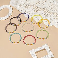 Set di 9 braccialetti elasticizzati con perle naturali a 9 colori e occhio di gatto e perline di vetro&nbsp;BJEW-JB08882