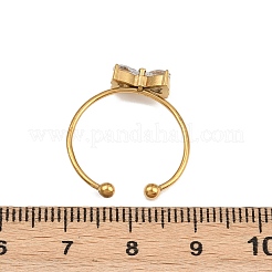 Кольца-манжеты с бантом из нержавеющей стали 304 с прозрачными кубическими цирконами для женщин&nbsp;LS-RJEW-G362-01G