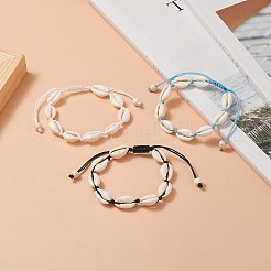 Браслет из плетеных бусин из натуральной раковины и синтетической бирюзы для женщин&nbsp;BJEW-JB09245