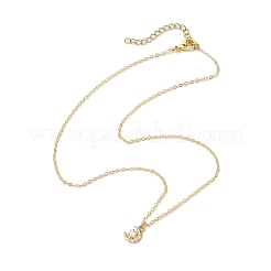 Collane con ciondolo a forma di stella di luna con pavé di ottone placcato a cremagliera per donne&nbsp;NJEW-JN05000