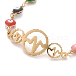Pulsera de eslabones de acero inoxidable 304 con revestimiento al vacío de PVD&nbsp;BJEW-B062-14G
