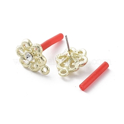 Aleación dorada chapada en estante con fornituras de aretes de rhinestone&nbsp;EJEW-B036-02G-04