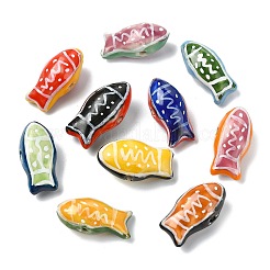 10 шт. 10-х цветные фарфоровые бусины ручной работы с принтом&nbsp;PORC-CJ0001-22