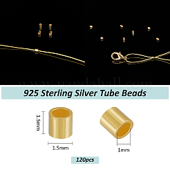 120 Stück 925 Sterlingsilber-Röhrenperlen&nbsp;STER-BC0003-06
