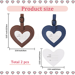 2 шт. 2-х цветные бирки для багажной сумки из искусственной кожи&nbsp;AJEW-GF0011-46C