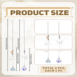 2 шт. 2 стиля стеклянные и сплавные подвесные солнечные бабочки&nbsp;HJEW-LP0002-89A