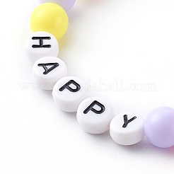 4 pièces 4 styles de bracelets de perles extensibles acryliques opaques ronds pour enfants&nbsp;BJEW-JB06227