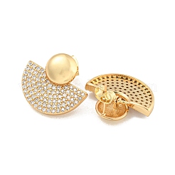 Aretes de circonita cúbica transparente con pavé de latón en forma de abanico&nbsp;EJEW-M258-34G