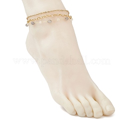 Браслеты на ногу из натуральных самородков лабрадорита и звеньев цепи из нержавеющей стали 304&nbsp;AJEW-AN00743-03