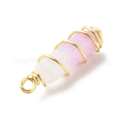 Pendentifs pointus à double borne en jade blanc violet naturel&nbsp;PALLOY-JF01685-06