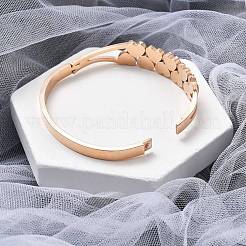 Bracelets à charnière en acier inoxydable 304 avec placage ionique (IP) pour femmes&nbsp;BJEW-A011-19RG