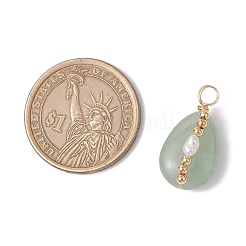 Pendenti con perle di acqua dolce coltivate naturali e avventurina verde naturale avvolta in filo di rame&nbsp;PALLOY-JF03645-02