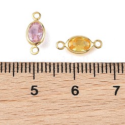 Ciondoli a connettore ovali in ottone con pavé di zirconi cubici Shegrace&nbsp;XGRQ2O712-439G