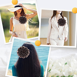 Броши из цветочной ткани со стразами&nbsp;JEWB-WH20009-06P-02