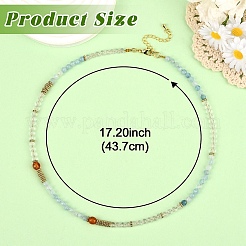 Ожерелья из круглых бусин с натуральным аквамарином&nbsp;NJEW-YW00007