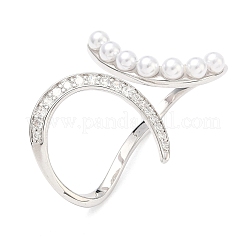 Открытые кольца манжеты из латуни с микропаве и кубическим цирконием&nbsp;RJEW-C158-03P