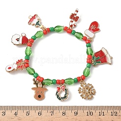 Рождественские браслеты с подвесками из сплава и эмали&nbsp;LS-BJEW-B155-01A-KCG