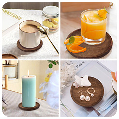 4 tapis de tasse en bois.&nbsp;AJEW-MB0001-18A