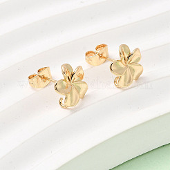 Фурнитура для серег-гвоздиков из латуни с цветочным узором&nbsp;KK-K374-26G
