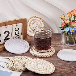 6 шт. 3 стиля подставки под горячее ручной работы с плетеными салфетками из кукурузной соломы&nbsp;AJEW-MB0001-04