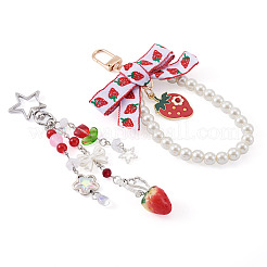 2 шт. клубничный искусственный жемчуг и акриловые подвесные украшения&nbsp;HJEW-TA0001-38